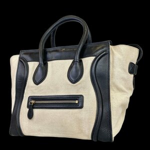 【1円～】セリーヌ CELINE バッグ ハンドバッグ トートバッグ ラゲージ マイクロショッパー レザー キャンバス ブラック ベージュ 中古