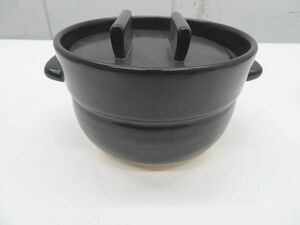 G086 未使用品◆かもしか道具店◆ごはんの鍋(黒) 1合炊 炊飯土鍋 栃木 宇都宮 中古 業務用 厨房機器