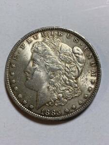 アメリカ モルガン 銀貨 1ドル 古錢 未使用− 経年劣化　トーン　1885 $1