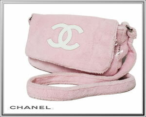 ☆美品CHANEL/シャネル ノベルティ 非売品 パイル地 ショルダーバッグ ピンク送料税込み！ 