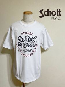 【新品】 Schott Bros ショット クルーネック コットン Tシャツ トップス アメカジ サイズXL 半袖 白