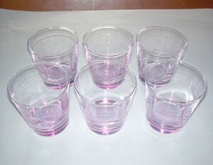 新品　冷清酒グラス　白鹿　６個セット　冷酒グラス　吟醸グラス　ガラス製　桃色　ピンクカラー