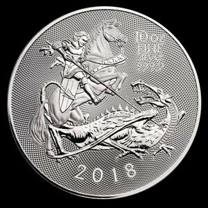 [保証書・カプセル付き] 2018年 (新品) イギリス「セント ジョージ・龍」純銀 10オンス 銀貨