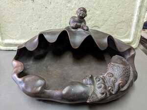 中国 古玩 中国美術 古 水盤?　銅製　青銅　横30センチくらい