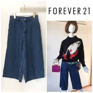 FOREVER21 未使用 デニム ガウチョパンツ ワイドパンツ　フレア