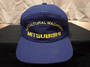 三菱 MITSUBISHI★濃紺 キャップ 帽子★レトロ 中古★h