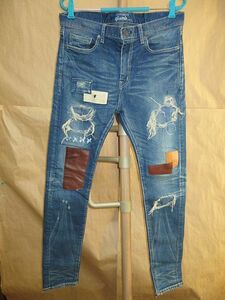 glamb グラム　パッチワーク　スリム　スキニー　skinny denim デニム　ブルー　3