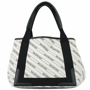 本物 バレンシアガ BALENCIAGA ネイビー カバス S トートバッグ ハンドバッグ キャンバス ホワイト ブラック 339933