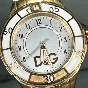 D&G ドルチェ＆ガッバーナ DW0832 腕時計 クオーツ アナログ ３針 ゴールド ホワイト文字盤 ステンレススチール 回転ベゼル 新品電池交換済