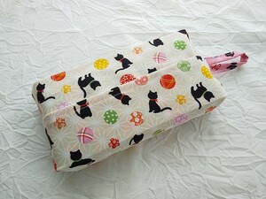 ★ハンドメイド★cat*猫*和*箱無しティッシュケース*吊り下げ*ピッタリサイズ*ソフトパック*エコパック♪ねこ