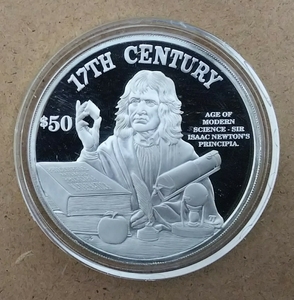 クック諸島 50＄(50ドル)銀貨 1997年製 17TH AGE OF MODERN SCIENCE:ISSAC NEWTON