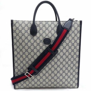 超美品 グッチ GUCCI メンズ インターロッキング ミディアム トートバッグ GGスプリーム 674155 2WAYバッグ