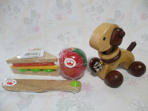 木製　おもちゃ　色々セット（ベビーカー・サンドイッチ・リンゴ・ナイフ・乳児・子供・遊び・木のおもちゃ・女の子 男の子）