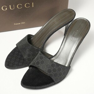 GP3325*《未使用》GUCCI グッチ 37C(23cm相当) マイクロGG ミュール サンダル 靴 ブラック イタリア製 春夏おすすめ◎