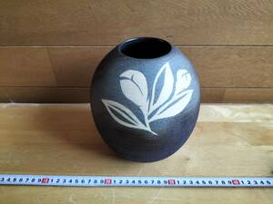 コレクション　昭和　レトロ　花瓶　壺　飾り　茶色　陶器　置物