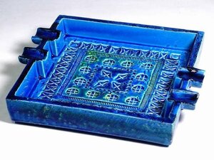 K04015【イタリア製 FLAVIA フラビア】アッシュトレイ アシュトレイ ブルー 青 陶器 灰皿