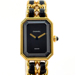 シャネル CHANEL 腕時計 H0001 プルミエール XL GP/レザー ゴールド/ブラック クオーツ ヴィンテージ