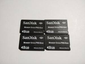 4枚セット　8GB　SanDisk　メモリースティックプロデュオ　フォーマット済み　MEMORY STICK PRO DUO　MSPD　メモリーカード