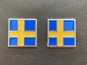 送料無料 2枚 スウェーデン 国旗 メタル エンブレム ボルボ SAAB S40 v40 V50 V60 V70 xc40 XC60 S80 C70 VOLVO サイド ドア フェンダー
