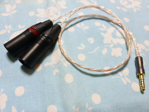 4.4mm5極 (オス) - XLR コネクタ 3ピン×2 ライン入力 ケーブル GND 利用 6N純銀撚り線 + PureOCC 10芯 ブレイド編み 高品質 50cm 変更可