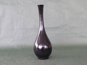 花瓶 鶴首８号　黒色　 高さ２４．５ｃｍ 銅製 新品