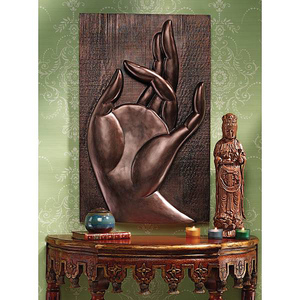 印相を示す仏様の手 釈迦牟尼仏 大型壁掛けレリーフ彫刻 モダン美術彫像オブジェ/ 大乗仏教 アート芸術品（輸入品