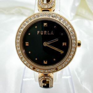 A2404-8-5 １円スタート クオーツ　動作未確認ジャンク　フルラ　FURLA　レディース腕時計　ゴールド　黒文字盤