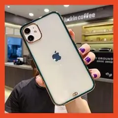 ♥iPhone11 クリア ケース メッキ ゴールド グリーン 韓国 人気