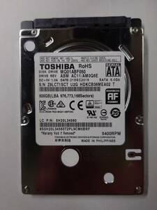 使用時間　467時間　東芝　TOSHIBA MQ01ABF050 500GB　HDD　2.5インチ 7mm　