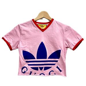 GUCCI × adidas グッチ×アディダス 22SS クロップド Tシャツ 693637 XJEB1 ピンク サイズXS