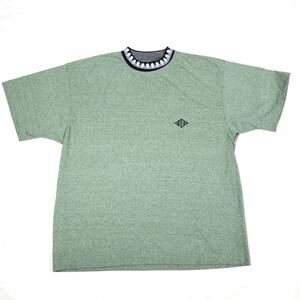 80s90s【柄リブ】USA製 GOTCHA ワイド Tシャツ XL グリーン系 OLD Stussy アメリカ製 サーフ SK8 ネイティブ柄 tiki ビンテージ