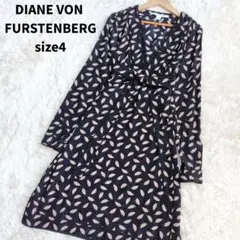 DIANE VON FURSTENBERG シルク総柄パイピング　ワンピース　4