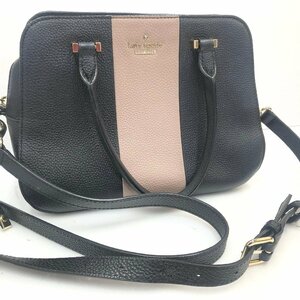 kate spade NEW YORK ケイトスペード ベネットストリート レザー ２ＷＡＹ ハンドバッグ ショルダーバッグ 黒×グレージュ /T10215