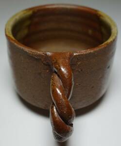 昭和期　上品　長崎菓子：麻花兒（マファール）取っ手デザイン　午後のコーヒーカップ　大谷焼　希少手