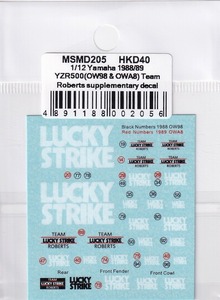 MSMクリエイション MSMD205 1/12 ヤマハ YZR500 1988 (OW98)/1989 (OWA8) Lucky Strike (ハセガワ対応)