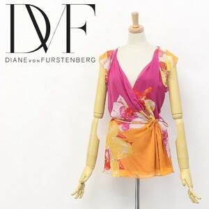 美品◆DIANE von FURSTENBERG/ダイアンフォン ファステンバーグ MAUPITI TOP シルク100％ シフォン 総柄 ラップ カシュクール トップス 4