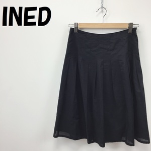 【人気】INED/イネド 膝丈 プリーツスカート ブラック サイズ9/S2290