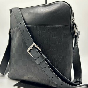 美品◆大人気品 ルイヴィトン LOUIS VUITTON ダミエアンフィニ ポシェットディストリクト ショルダーバッグ ブラック 黒 メンズ レザー 鞄