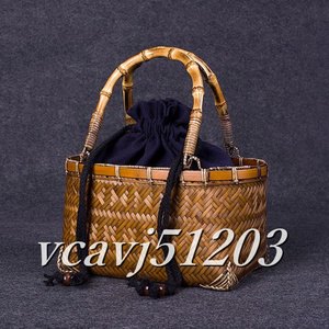 ◆稀少品◆竹かごバッグ ハンドメイド 竹籠 バッグ レディースハンドバッグ 手編み バッグ 職人 手作り 竹工芸 収納かご 買い物かご