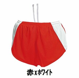 新品 陸上 ランニング パンツ 赤xホワイト サイズ140 子供 大人 男性 女性 wundou ウンドウ 5590 送料無料