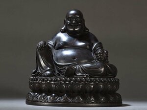 ■大成美術■珍木紫檀彫刻 弥勒仏坐像 （検） 清代 唐物 中国美術 骨董 古玩 455