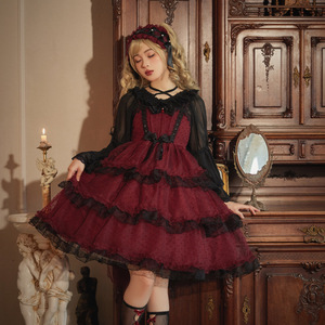 ロリータ Lolita ジャンパースカート ゴシック ゴスロリ ジャンスカ ワンピース ドレス 可愛い リボン フリル ふんわり ノースリーブ