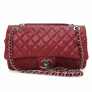 （未使用　展示品）シャネル CHANEL マトラッセ 25 2way チェーン ショルダーバッグ 斜め掛け キャビアスキン レザー ワインレッド