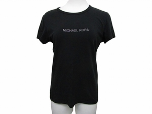 マイケルコース MICHAEL KORS 美品 ラインストーン Ｔシャツ ロゴ カットソー 黒 ブラック M ■GY14 レディース