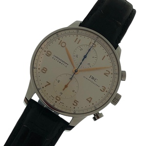 インターナショナルウォッチカンパニー IWC ポルトギーゼ クロノグラフ IW371445 SS/社外レザーベルト 腕時計 メンズ 中古
