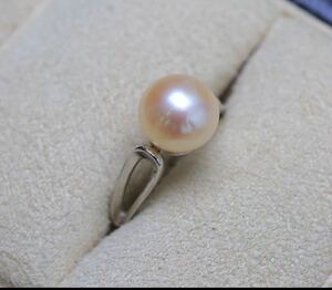 素敵な大粒♪9mm♪本真珠のボリューム感で楽しめます珍しい天然サーモンピンクパール指輪 ♪6月の誕生石♪