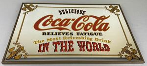 E15IA10 Coca-Cola コカコーラ パブミラー ヴィンテージ アメリカ雑貨 鉄製枠 アンティーク ミラー レトロアメリカン 鏡