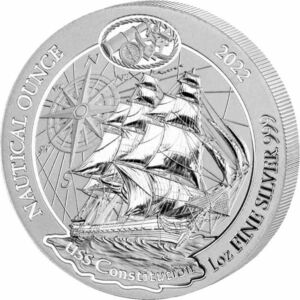 [保証書・カプセル付き] 2022年 (新品) ルワンダ「航海シリーズ・USSコンスティテューション号」純銀 1オンス 銀貨