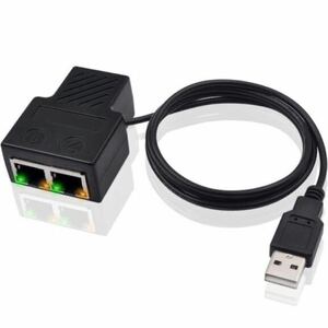 LANケーブル延長コネクタ イーサネットスプリッター (ブラック) 2デバイス同時使用対応 RJ45メス-メスアダプター ノートパソコンルーター 