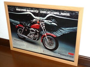 1977年 USA 70s 洋書雑誌広告 額装品 AMF Harley Davidson Sportster スポーツスター (A3size) /検索用 XL1000 XLH1000 ガレージ 店舗 看板